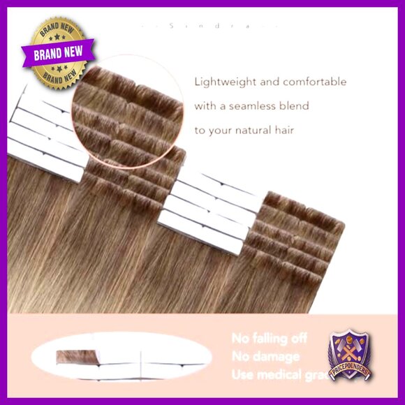 16 Inch Human Hair Tape-In Extensions, 45g 20pcs, Invisible Seamless Blend main image 5